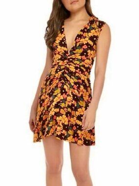 Free People Key To Your Heart Mini Dress Pomegranate Combo Sz L